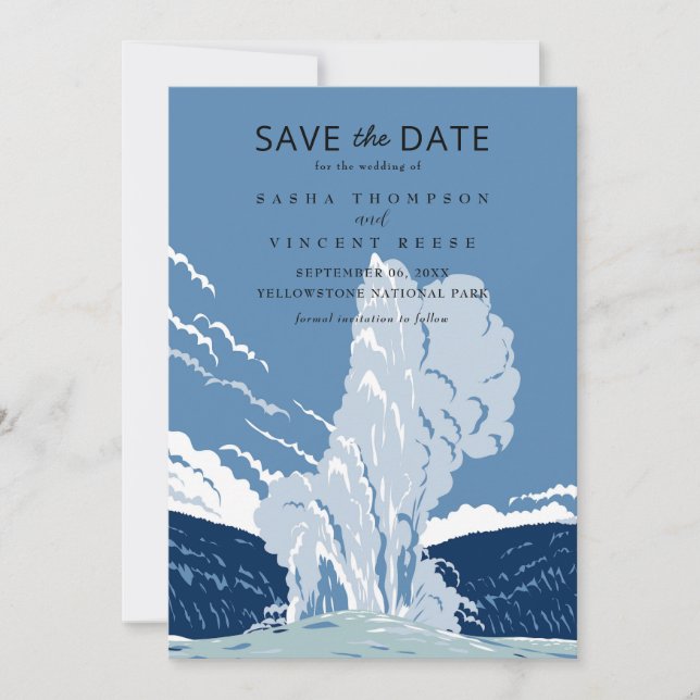 Yellowstone Nationalpark Save the Date Retro Einladung (Vorderseite)