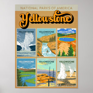 Yellowstone Nationalpark Sehenswürdigkeit Collage Poster