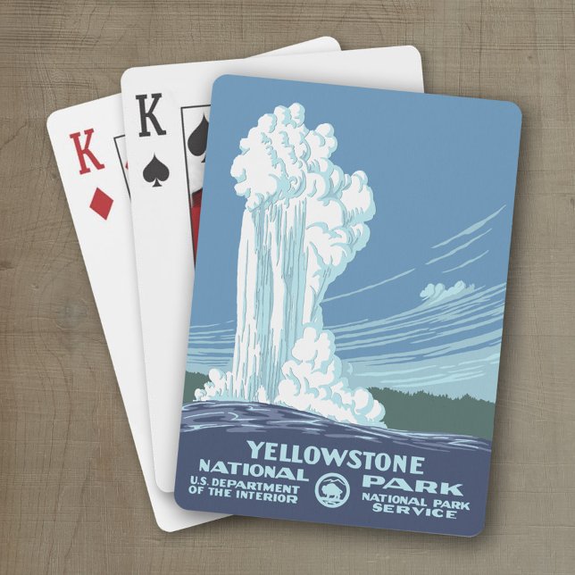 Yellowstone Nationalpark Souvenir - Vintages WPA Spielkarten (Yellowstone National Park Playing Cards - Old Faithful wpa)