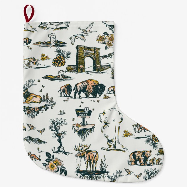 Yellowstone Nationalpark Tiermuster Xmas Geschenk Großer Weihnachtsstrumpf (Vorderseite)