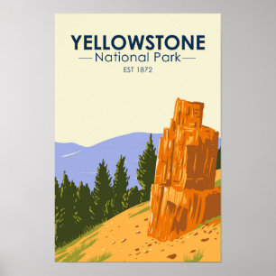Yellowstone Nationalpark versteinerte Bäume Vintag Poster