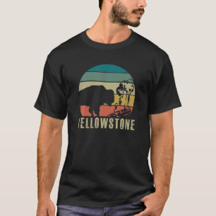 Yellowstone Nationalpark Vintag Buffalo Bison Re T-Shirt
