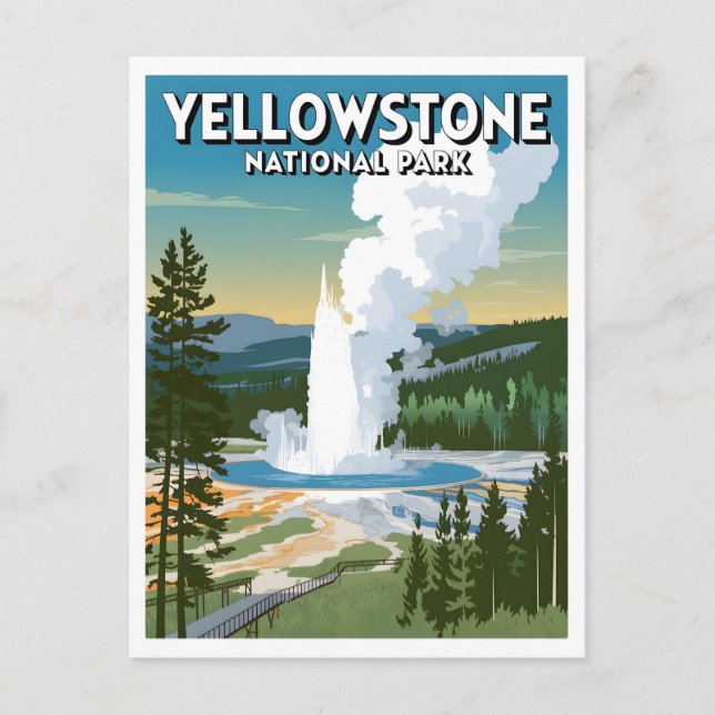 Yellowstone Nationalpark Vintag Postkarte (Vorderseite)