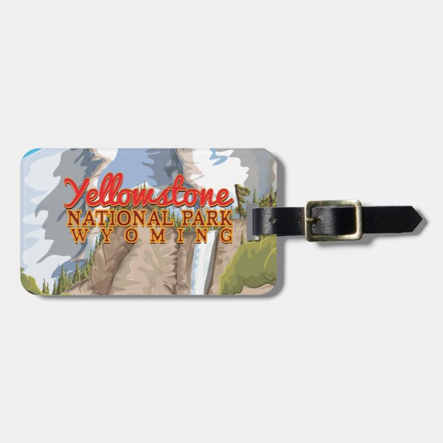 Yellowstone Nationalpark Vintage Poster Gepäckanhänger (Vorderseite horizontal)
