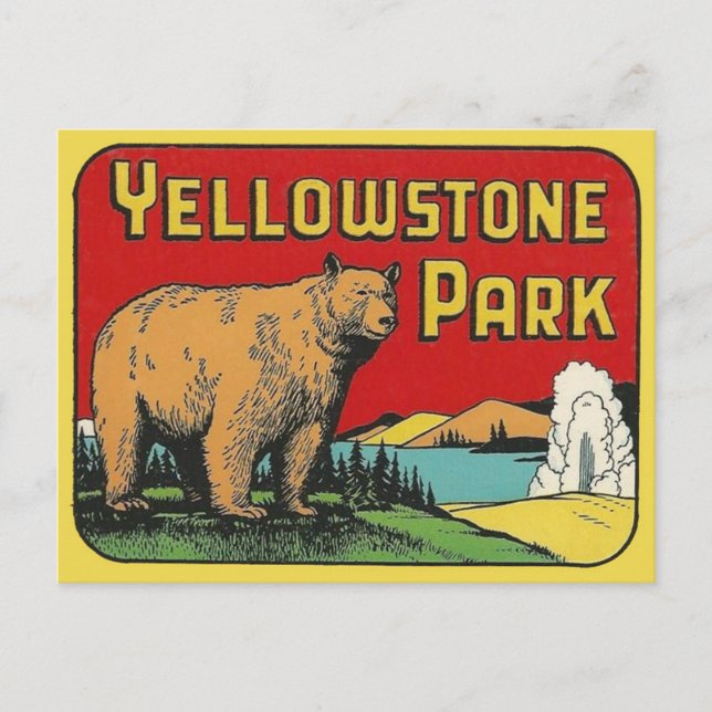 Yellowstone Nationalpark Vintage Postkarte (Vorderseite)