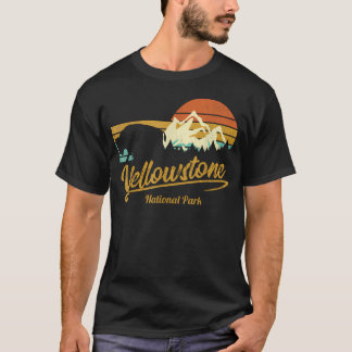Yellowstone-Nationalpark Vintage Wandern Bison T-Shirt