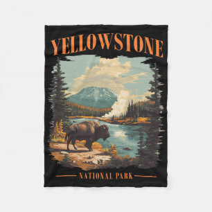 Yellowstone Nationalpark Vintage Wandern Camping Fleecedecke