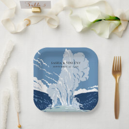 Yellowstone Nationalpark Wedding Retro Pappteller