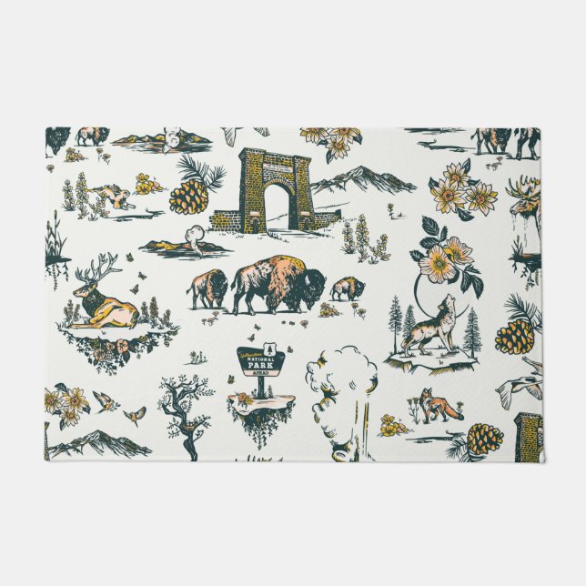 Yellowstone Nationalpark Wildlife Patches Fußmatte (Vorderseite)
