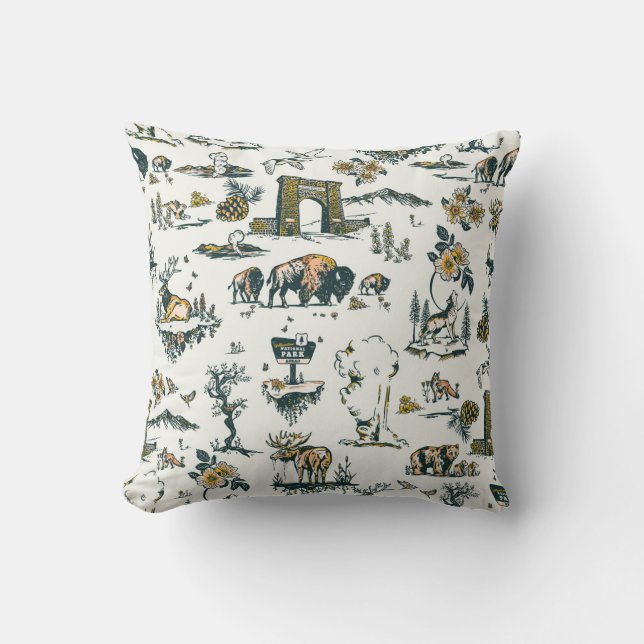 Yellowstone Nationalpark Wildlife Patches Kissen (Vorderseite)