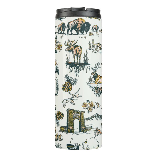 Yellowstone Nationalpark Wildlife Patches Thermosbecher (Rückseite)