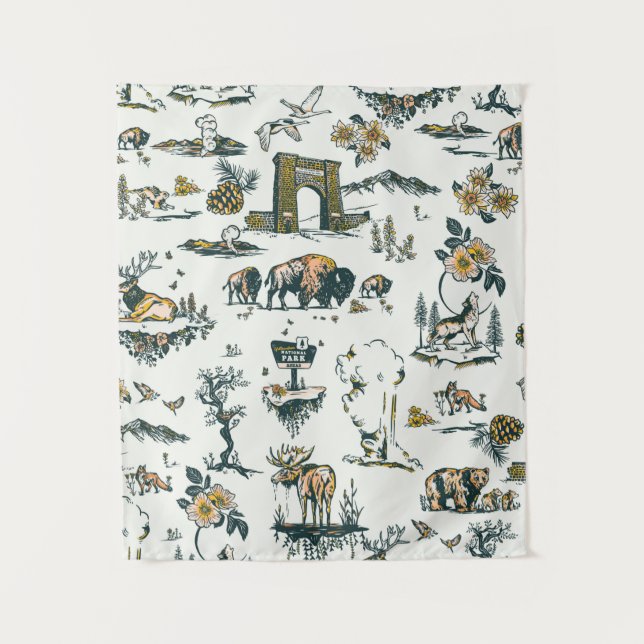 Yellowstone Nationalpark Wildlife Patches Wandteppich (Vorderseite)