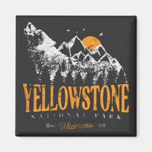 Yellowstone Nationalpark Wolf Mountains Vintage Magnet