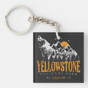Yellowstone Nationalpark Wolf Mountains Vintage Schlüsselanhänger