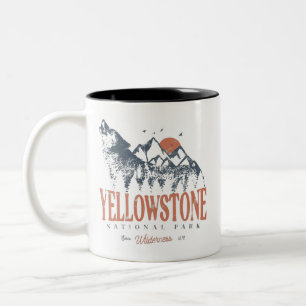 Yellowstone Nationalpark Wolf Mountains Vintage Zweifarbige Tasse