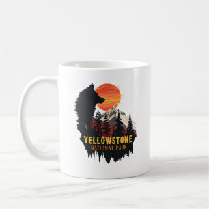 Yellowstone Nationalpark, Wolf Orange Sunset Art Kaffeetasse