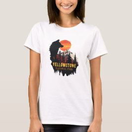Yellowstone Nationalpark, Wolf Orange Sunset Art T-Shirt