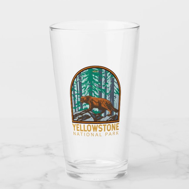 Yellowstone Nationalpark Wolverine Vintag Glas (Vorderseite)