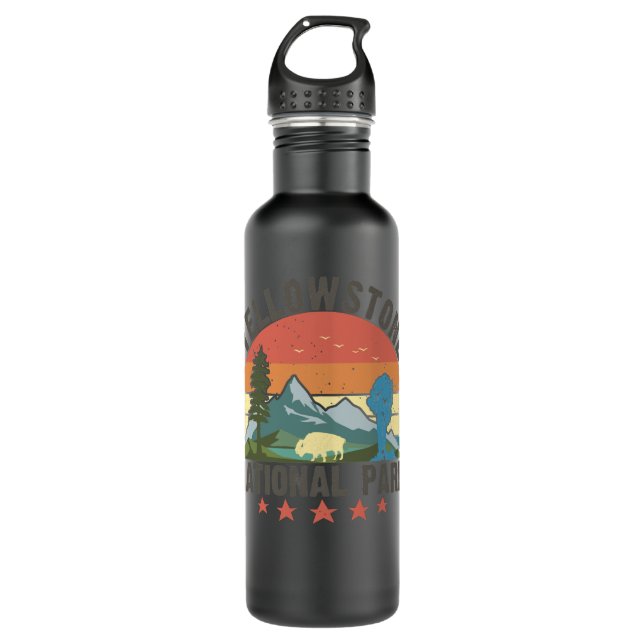 Yellowstone Nationalpark Wyoming Berge Landschaft Edelstahlflasche (Vorderseite)
