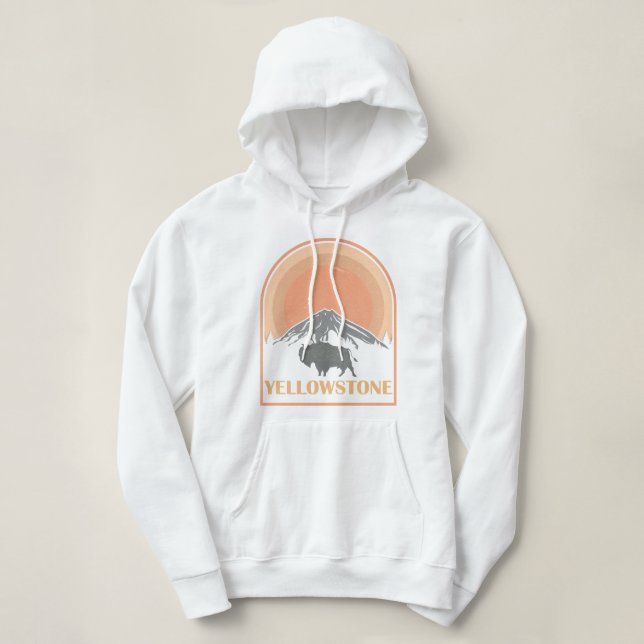 Yellowstone Nationalpark Wyoming Bison Vintag Hoodie (Design vorne)