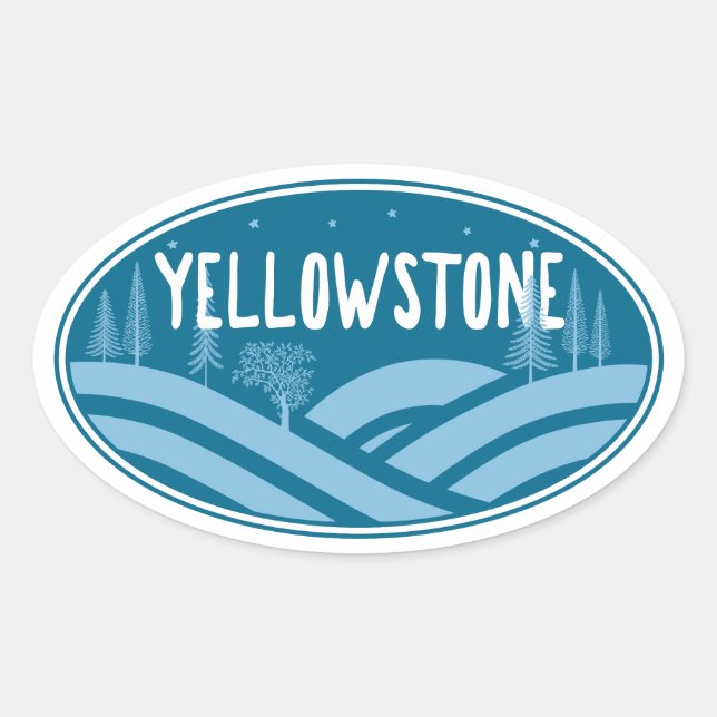 Yellowstone Nationalpark Wyoming Montana Außenbere Ovaler Aufkleber (Vorderseite)
