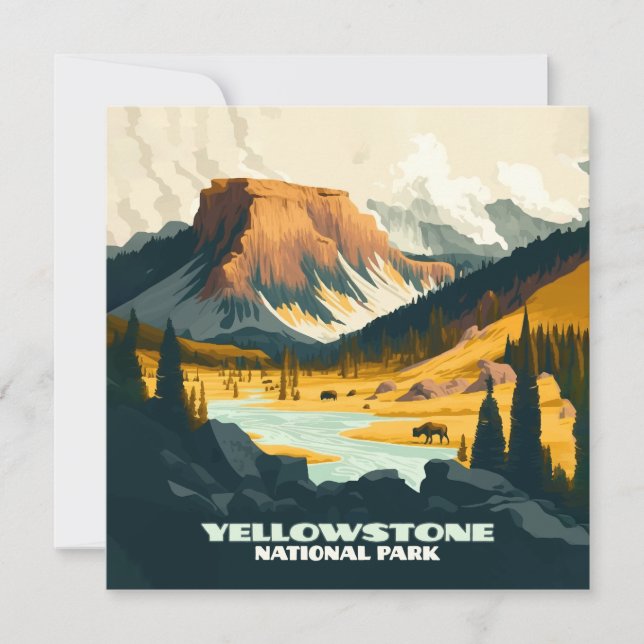 Yellowstone Nationalpark Wyoming Mountains Retro (Vorderseite)