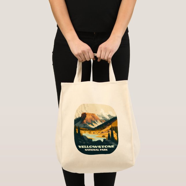 Yellowstone Nationalpark Wyoming Mountains Retro Tragetasche (Vorderseite (Produkt))