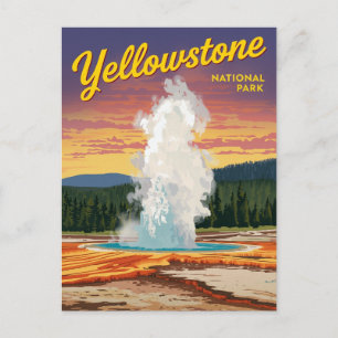 Yellowstone Old Faithful Geysir Postkarte