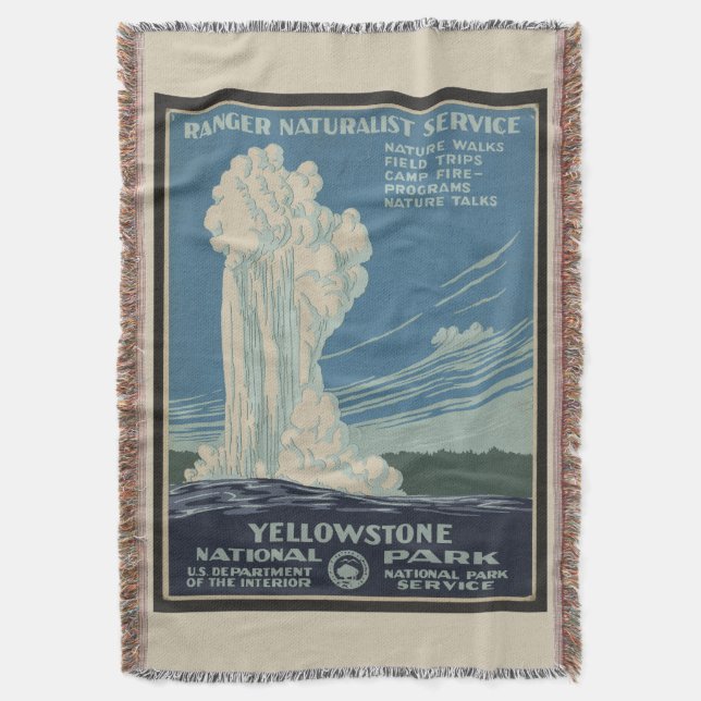 Yellowstone Old Faithity Park Vintage Poster Decke (Vorderseite Vertikal)