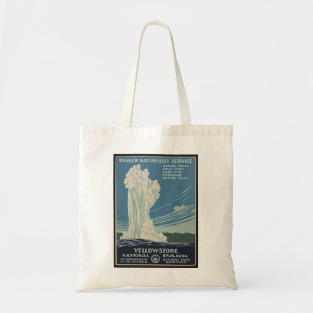 Yellowstone Old Faithity Park Vintage Poster Tragetasche (Vorne)