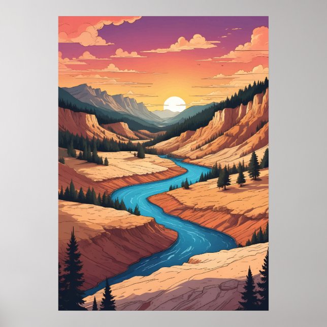 Yellowstone Park Landschaft Poster (Vorne)