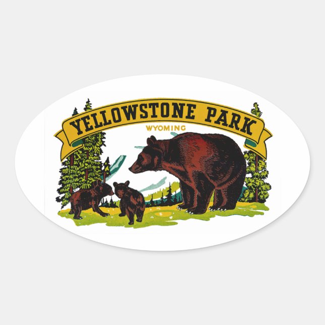 Yellowstone Park Ovaler Aufkleber (Vorderseite)
