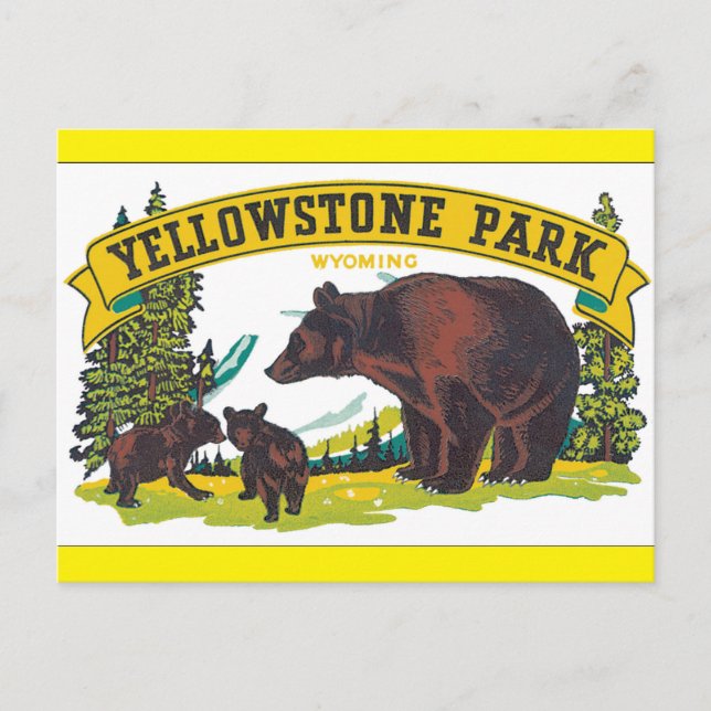 Yellowstone Park_Vintage Travel Poster Artwork Postkarte (Vorderseite)