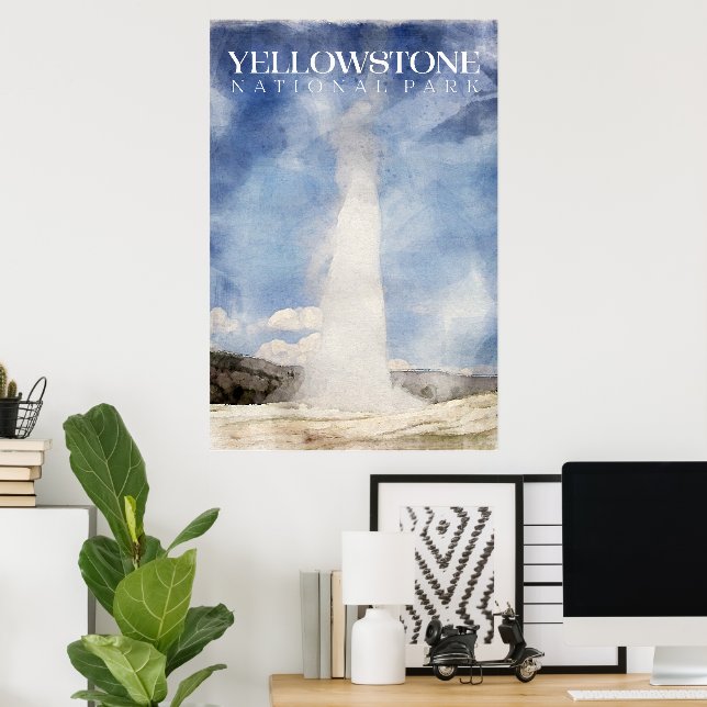 Yellowstone Poster, alte feine Geyser-Printwerbung Poster (Heimbüro)