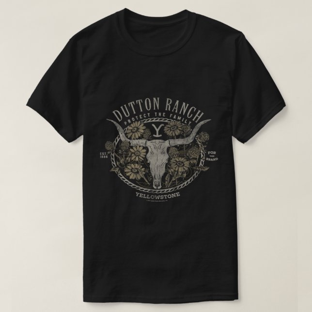 Yellowstone Protect The Family Floral Skull Logo  T-Shirt (Design vorne)