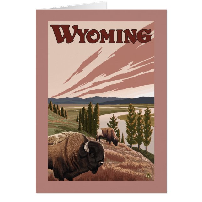 Yellowstone River Bison Vintage Travel Poster (Vorne)