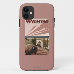 Yellowstone River Bison-Vintages Reise-Plakat iPhone 11 Hülle