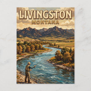 Yellowstone River Fliegenfischen bei Livingston Postkarte