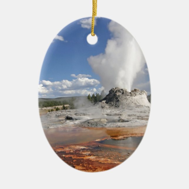 YELLOWSTONE-SCHLOSS-GEYSIR KERAMIKORNAMENT (Vorne)