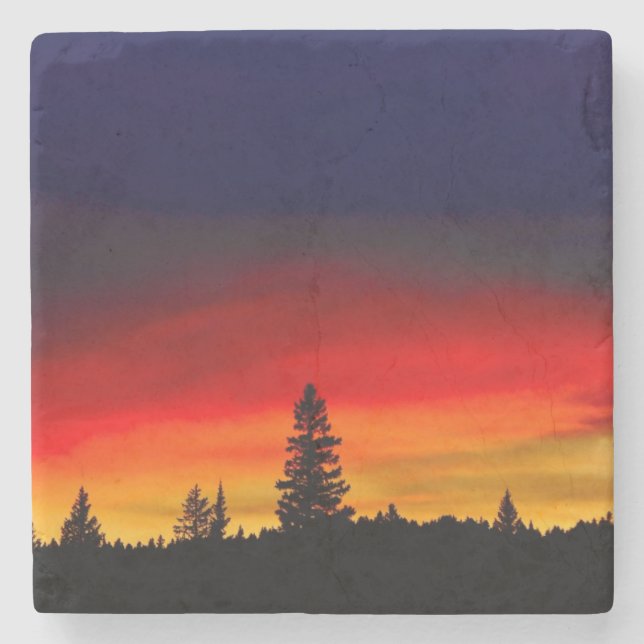 Yellowstone-Sonnenuntergang Steinuntersetzer (Vorderseite)