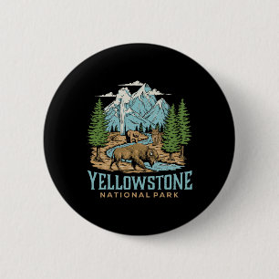Yellowstone US Nationalpark Wolf Bison Bear Vinta Button