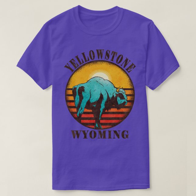 Yellowstone US-Nationalpark Wyoming Bison Wandern T-Shirt (Design vorne)