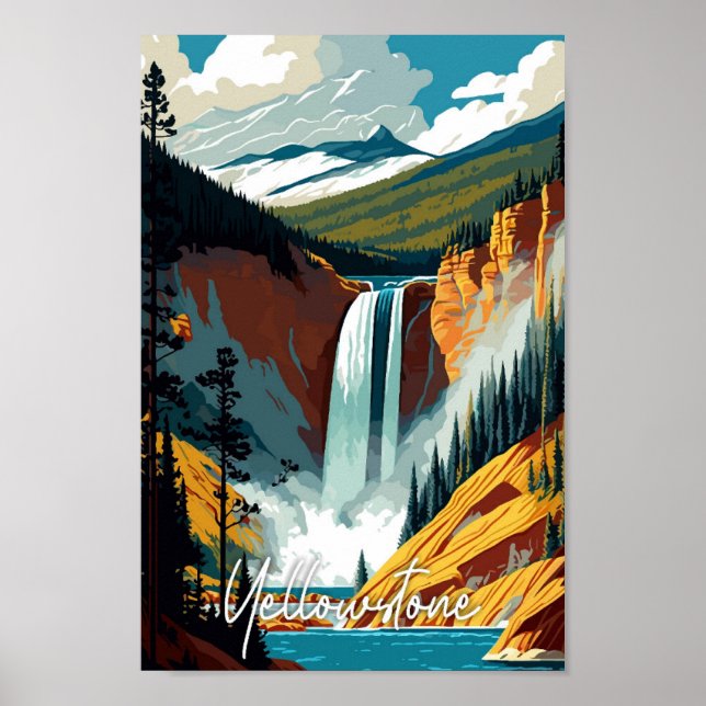 Yellowstone USA Vintage Art Illustration Poster (Vorne)