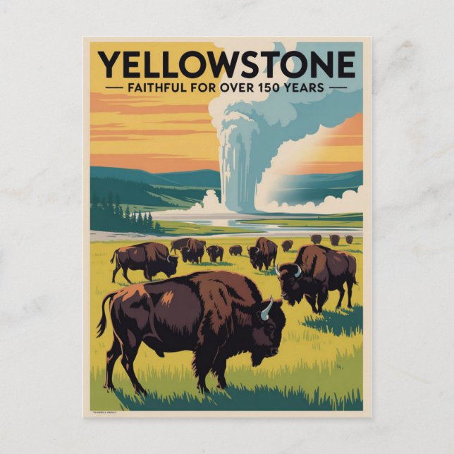 Yellowstone Vintage Travel Poster Postkarte (Vorderseite)