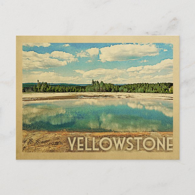 Yellowstone Vintage Travel Postkarte (Vorderseite)