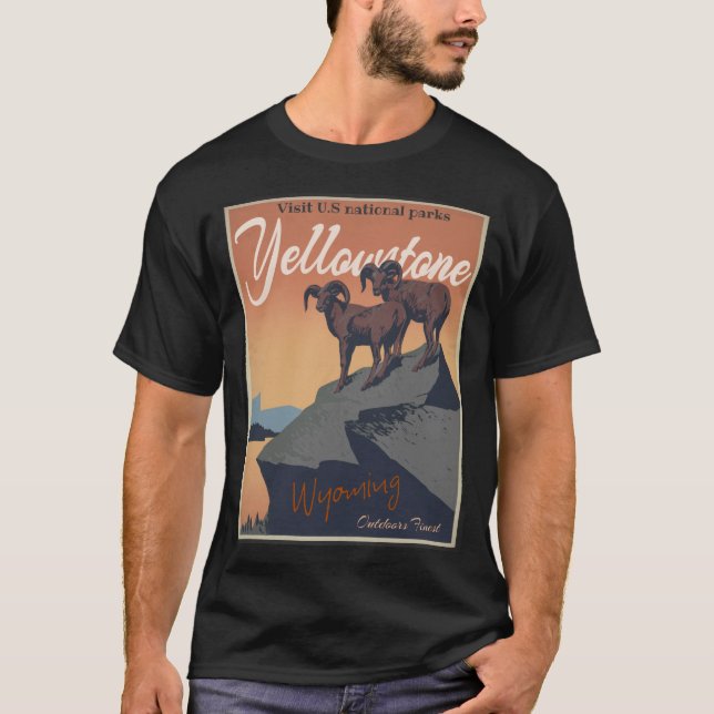 Yellowstone Vintages Bergabenteuer T-Shirt (Vorderseite)