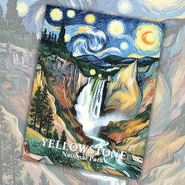Yellowstone Wasserfall Van Gogh Starry Night Custo Postkarte