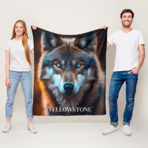 Yellowstone Wolf Fleece Blanket