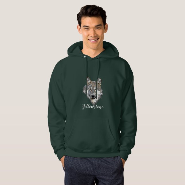 Yellowstone Wolf, Männeroberteil Hoodie (Vorne ganz)