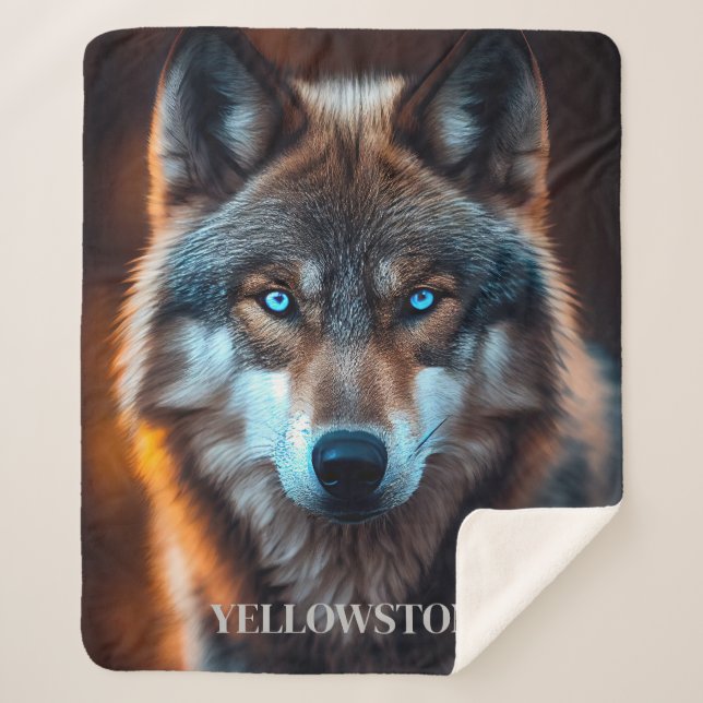 Yellowstone Wolf Sherpa Blanket Sherpadecke (Vorderseite)